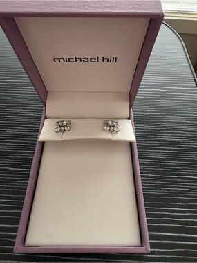 Michael Hill Silver Crystal Cluster Stud Earrings - Silver